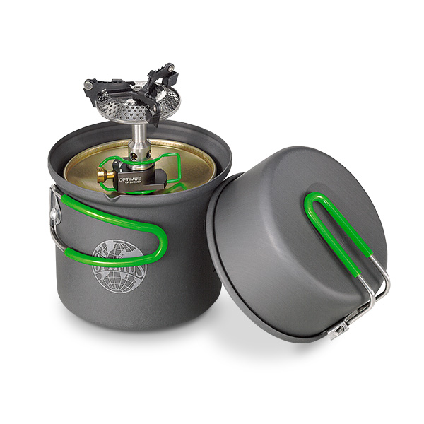 Optimus Crux Weekend inkl. 3x Gaskartusche, Gaskocher Kochsystem für Outdoor, Camping und Notfall