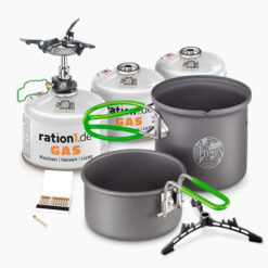Optimus Crux Weekend inkl. 3x Gaskartusche, Gaskocher Kochsystem für Outdoor, Camping und Notfall