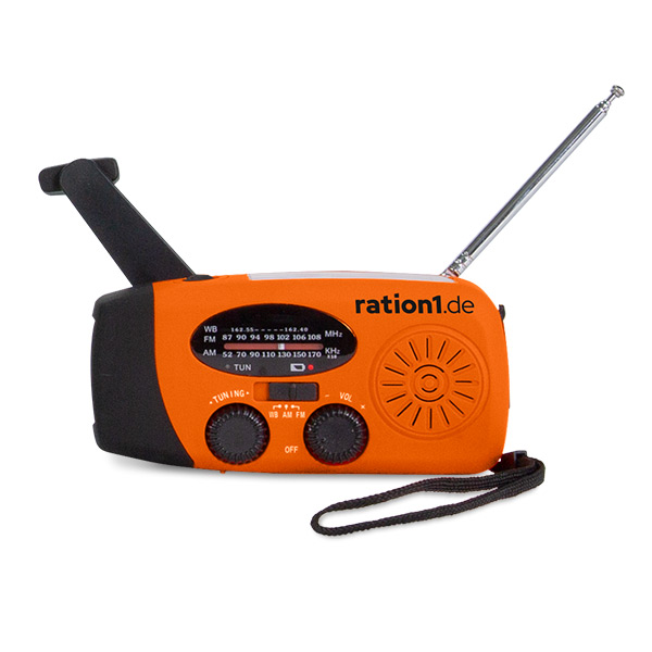 ration1 Kurbelradio, Notfallradio mit Solar und Powerbank