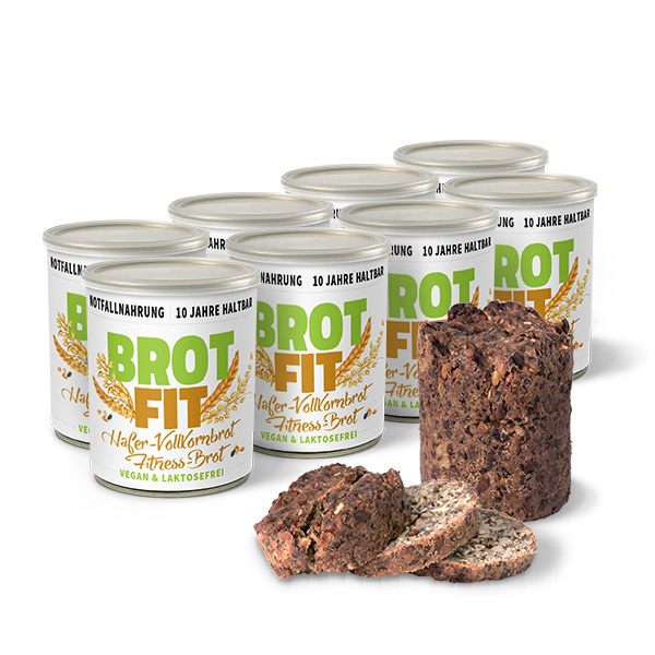 ration1 Hafer-Vollkornbrot Dosenbrot Notvorrat, 8 Stück, 10 Jahre haltbar