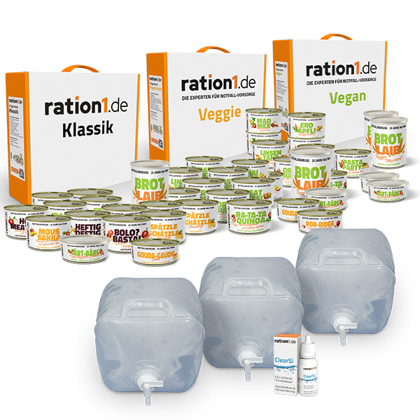 15 Tage Komplett-Paket Essen und Wasser lagern