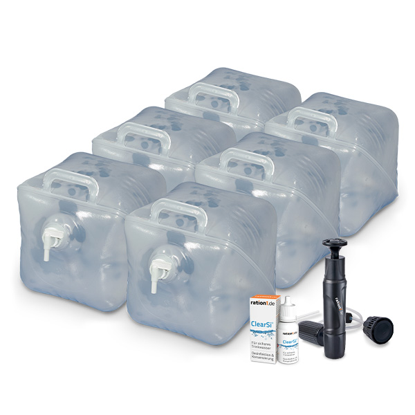 ration1 Wasserfilter und Lager-Paket 120 Liter