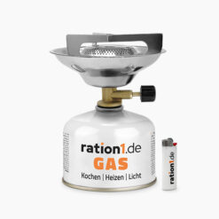 Gaskocher Kompakt mit Gaskartusche und Feuerzeug - kinderleicht kochen beim Wandern, Camping oder Outdoor-Abenteuer