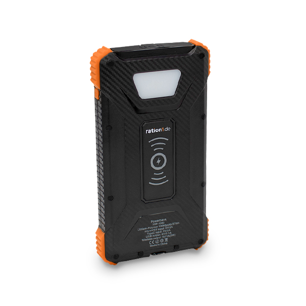 Multifunktions-Powerbank 10.000 mAh mit LED-Lampe, Solarpanel, kabellos Handy laden