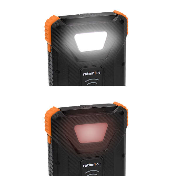 Multifunktions-Powerbank 10.000 mAh mit LED-Lampe, Solarpanel, kabellos Handy laden