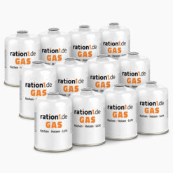ration1 Gaskartusche 12 x 450g Paket – EN 417 Schraubkartusche für Outdoor, Notfall, Camping