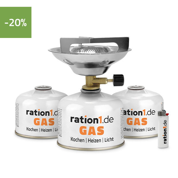 Gaskocher Kompakt mit 3x Gaskartusche 230g und ration1 Feuerzeug