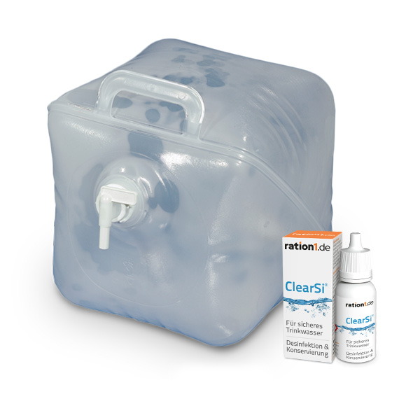Wasser-Lager-Paket - Trinkwasser sicher lagern für Notfälle, Stromausfall, Ausfall der Wasserversorgung und zur Wasserkonservierung