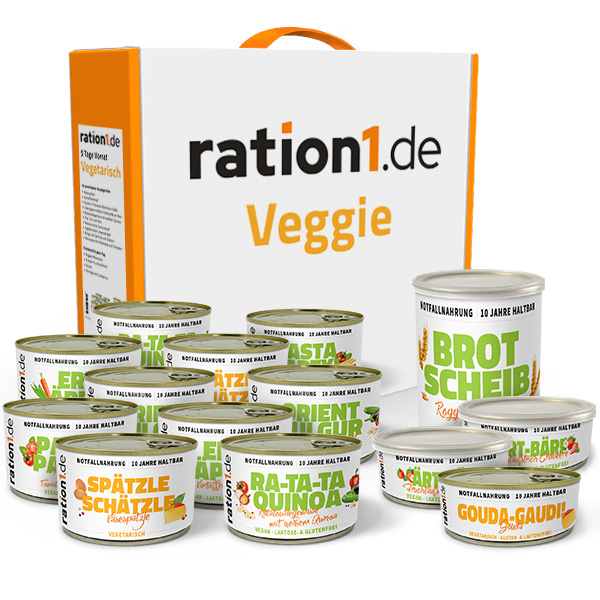 Notvorrat Vegetarisch 5 Tage Paket, 10 Jahre haltbar - ration1