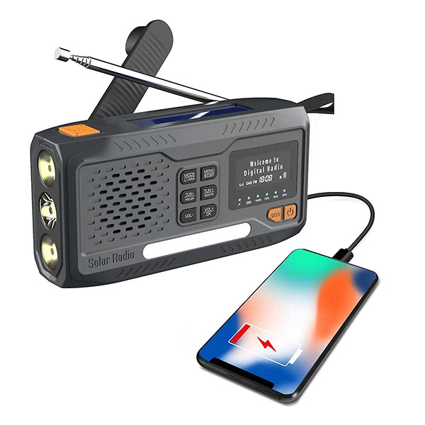 Kurbelradio DAB+ Multifunktion 8-in-1 mit LED-Lampe, SOS-Funktion, Solarzelle, Powerbank, Bluetooth und Leselicht