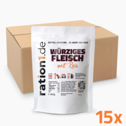 Notvorrat Würziges Fleisch mit Reis im Konserven-Beutel 4 x 400 g (MHD 2033)