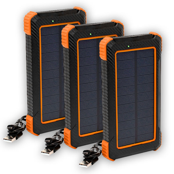 Multifunktions-Powerbank 10.000 mAh mit LED-Lampe, Solarpanel, kabellos Handy laden