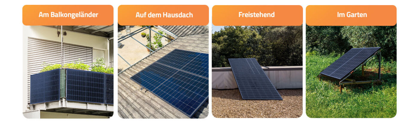 Balkonkraftwerk mit vielen verschiedenen Montage-Möglichkeiten